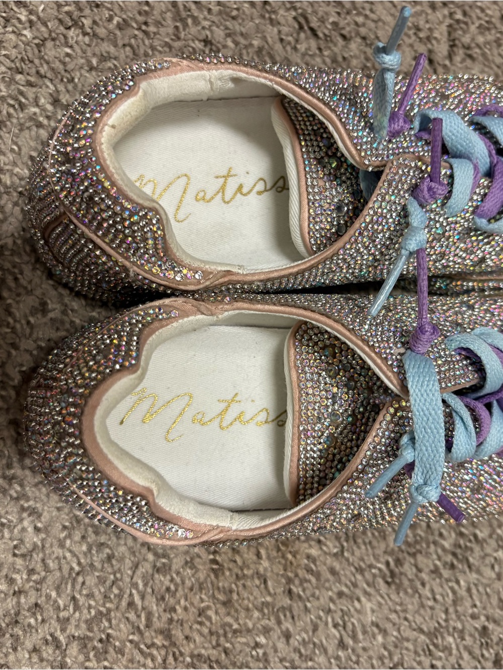 Matisse Iridescent Crystal Sneakers with Purple and Light Blue Laces - Picture 4 of 5